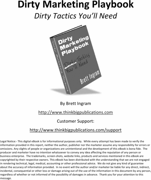 Product picture Dirty marketing playbook-make high profits from your website